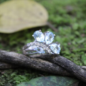 Blue Topaz/CZ (3 x 7mm x 5mm, 1 x 6mm x 3mm)