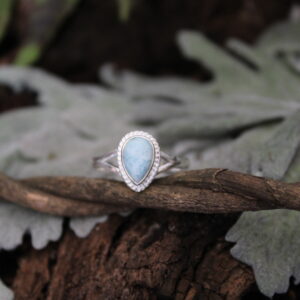 Larimar Wire Design Double Shank Ring (7mm x 5mm)