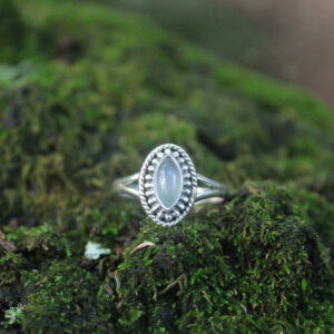 Vintage Marquise Aqua Chalcedony Double Shank Ring