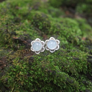 Aqua Chalcedony Sterling Silver Stud Earrings, Stud Earrings, Gemstone Earrings, Silver, Aqua Chalcedony, 925 Sterling Silver,
