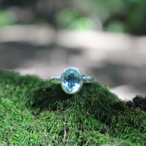 Plain Oval Blue Topaz Dress Ring