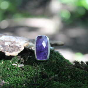 Rectangular Checkerboard Cut Amethyst Dress Ring