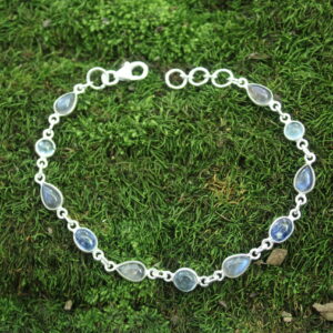 Multi Cabochon Shades Of Blue Genuine Gemstone Bracelet