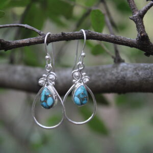 Mohave Turquoise Designer Teardrop Drop Earrings