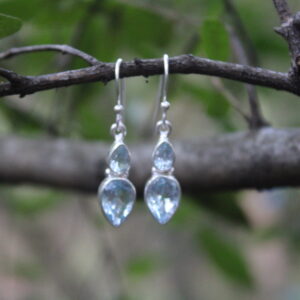 Blue Topaz Designer Teardrop Drop Earrings