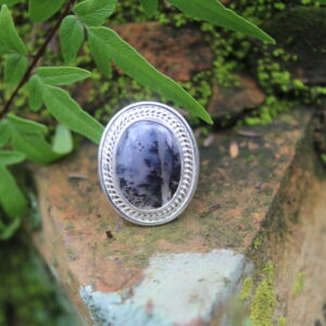 Oval Dendrite Agate Designer Ring
