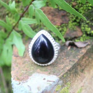 Teardrop Cabochon Designer Black Onyx Ring