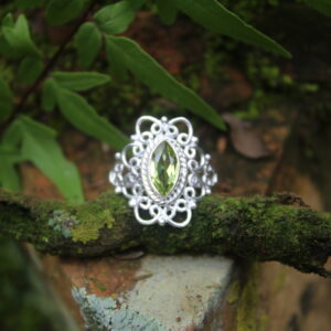 Sterling Silver Peridot Filigree Dress Ring