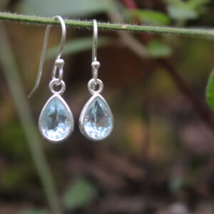 Plain Elegant Teardrop Blue Topaz Drop Earrings