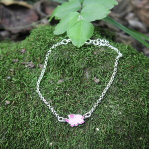 Single Pink Enamel Rhino Charm Bracelet