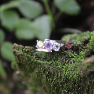 Multi Gemstone Plain Silver Ring