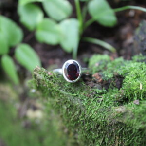 Plain Oval Tube Setting Garnet Dress Ring