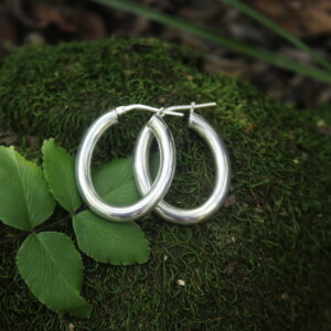 Plain Silver Oval Loop Earrings