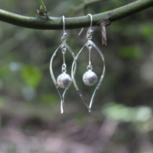 Plain Silver Drop Ball Earrings