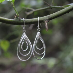 Plain Silver Multi Teardrop Earrings