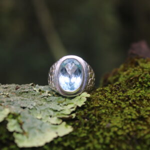 Blue Topaz Oval Ornate Ring