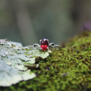 Garnet Ornate Silver Ring