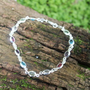 Multi Colour Zirconia Sterling Silver Bracelet